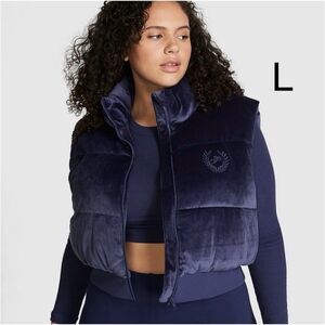 NEW VS PINK rib cropped puffer vest